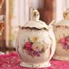 KKMUYBVDG European-style Ceramic Seasoning Pot Three-piece Seasoning Pot, Salt Shaker Set Household Kitchen Seasoning Box Seasoning Bottle Seasoning Bottle Spice box/spice rack view 4
