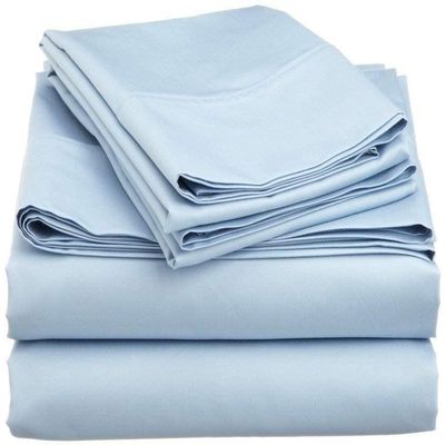400 Thread Count 4 Piece Premium Quality Sheet Set 10 Inch Deep Pocket 100% Egyptian Cotton Color Light Blue Solid Size Twin