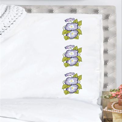 Morning Glories Stamped for Embroidery Pillowcases - Set of 2