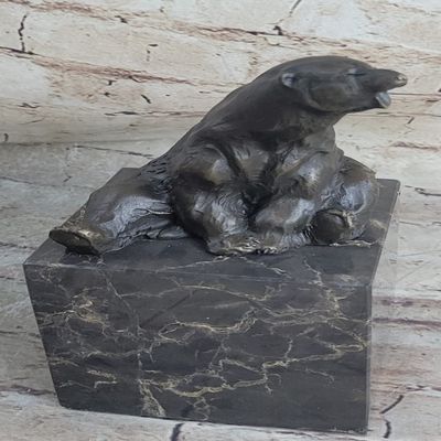 EUROPEAN BRONZE Polar Bear Hot Cast Wildlife Cabin Decor Home Decoration Original Artwork Figure