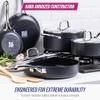 Blue Diamond Cookware Hard Anodized Ceramic Nonstick, 10 Piece Cookware Pots and Pans Set, Non-Toxic PFAS-Free, Dishwasher and Oven Safe, Durable, Even Heating, Metal Utensil Safe, Gray view 3