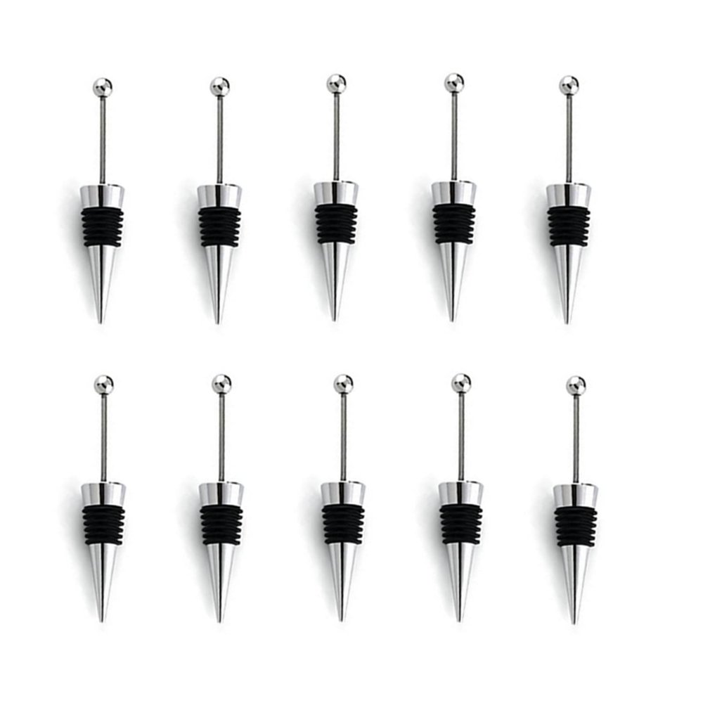 10Pcs Wine Stoppers for Wine Bottles, ENLAYER Stainless Steel Wine Saver Bottle Stopper, Reusable Wine Corks for Beverage, Silicone Wine Stopper For Gifts, Holiday Party, Wedding, Bar