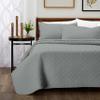 Cosy House Collection Luxury Rayon Derived from Bamboo 3-Piece Quilt Set - Ultra Soft Quilted Coverlet Bedspread - Classic Weave Stitch - Includes Quilt and 2 Pillow Shams (King/Cal King, Grey) view 1