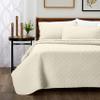 Cosy House Collection Luxury Rayon Derived from Bamboo 3-Piece Quilt Set - Ultra Soft Quilted Coverlet Bedspread - Classic Weave Stitch - Includes Quilt and 2 Pillow Shams (King/Cal King, Cream) view 1