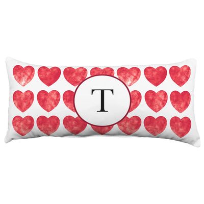 College Covers Heart Monogram Pillow, 16" x 6", T