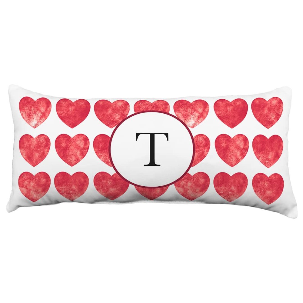 College Covers Heart Monogram Pillow, 16" x 6", T