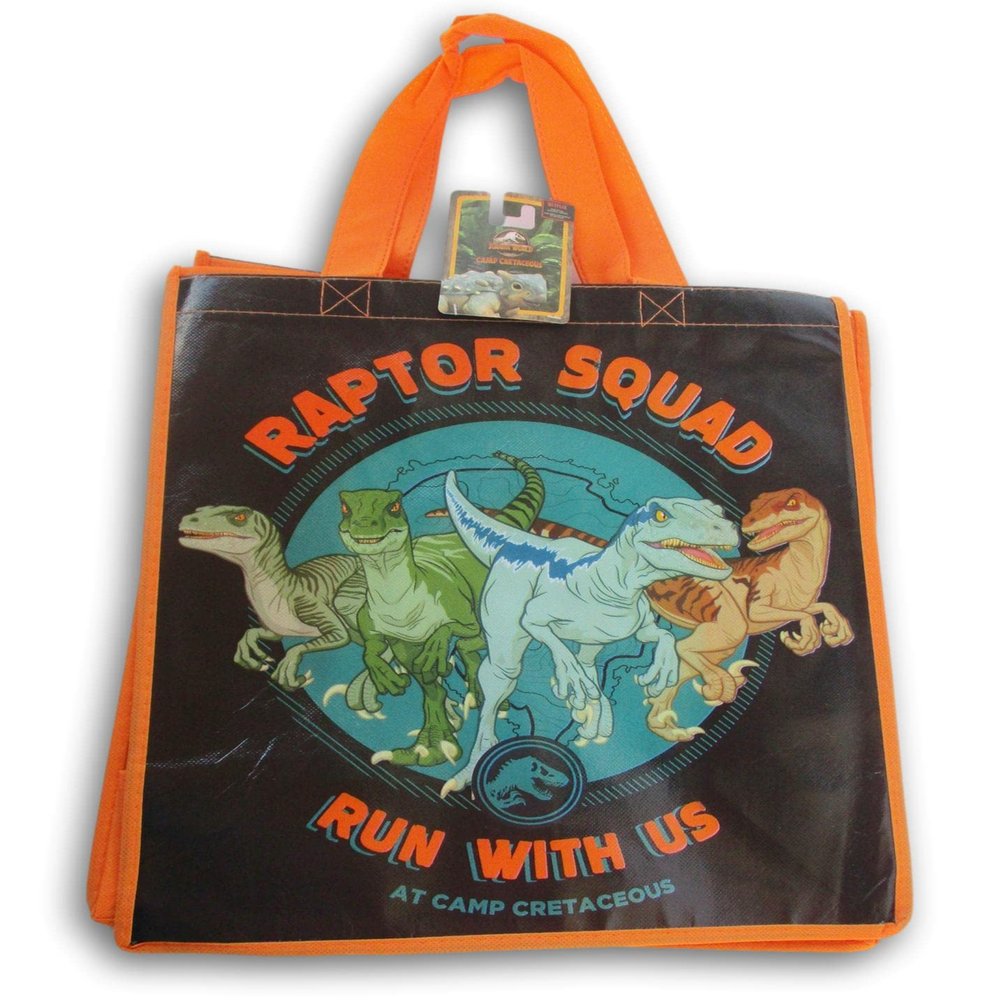 Style Solutions Reusable Tote Bag - ''Raptor Squad - Run With Us at Camp Cretaceous'' - 13.5 x 15 Inch, Multi