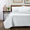 Cosy House Collection Luxury Rayon Derived from Bamboo 3-Piece Quilt Set - Ultra Soft Quilted Coverlet Bedspread - Classic Weave Stitch - Includes Quilt and 2 Pillow Shams (King/Cal King, White) view 1