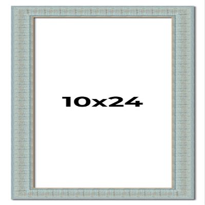10x24 Frame Blue Ashy Green Distressed Solid Wood Picture Frame Width | 1.625 Inch Moulding Width | Sonoma Blue Frame Complete with UV Acrylic Plexiglass, Foam Board Backing & Hanging Hardware