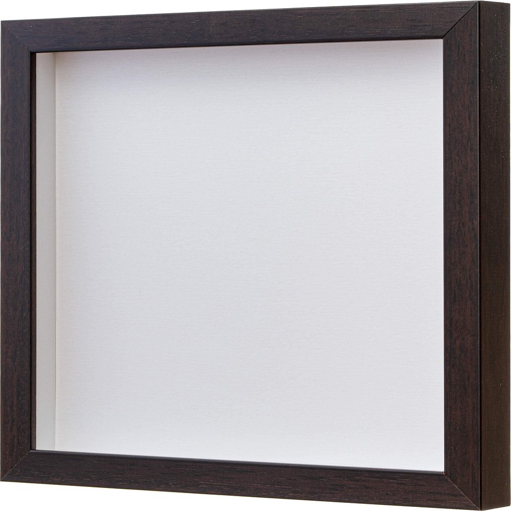 10x10 Brown Walnut Shadow Box Frame | 3/4" of Depth - Lots of Display Room for Jerseys, Keepsakes, Objects, & Memorabilia | UV Resistant Acrylic and Acid Free Backing | Includes Hardware