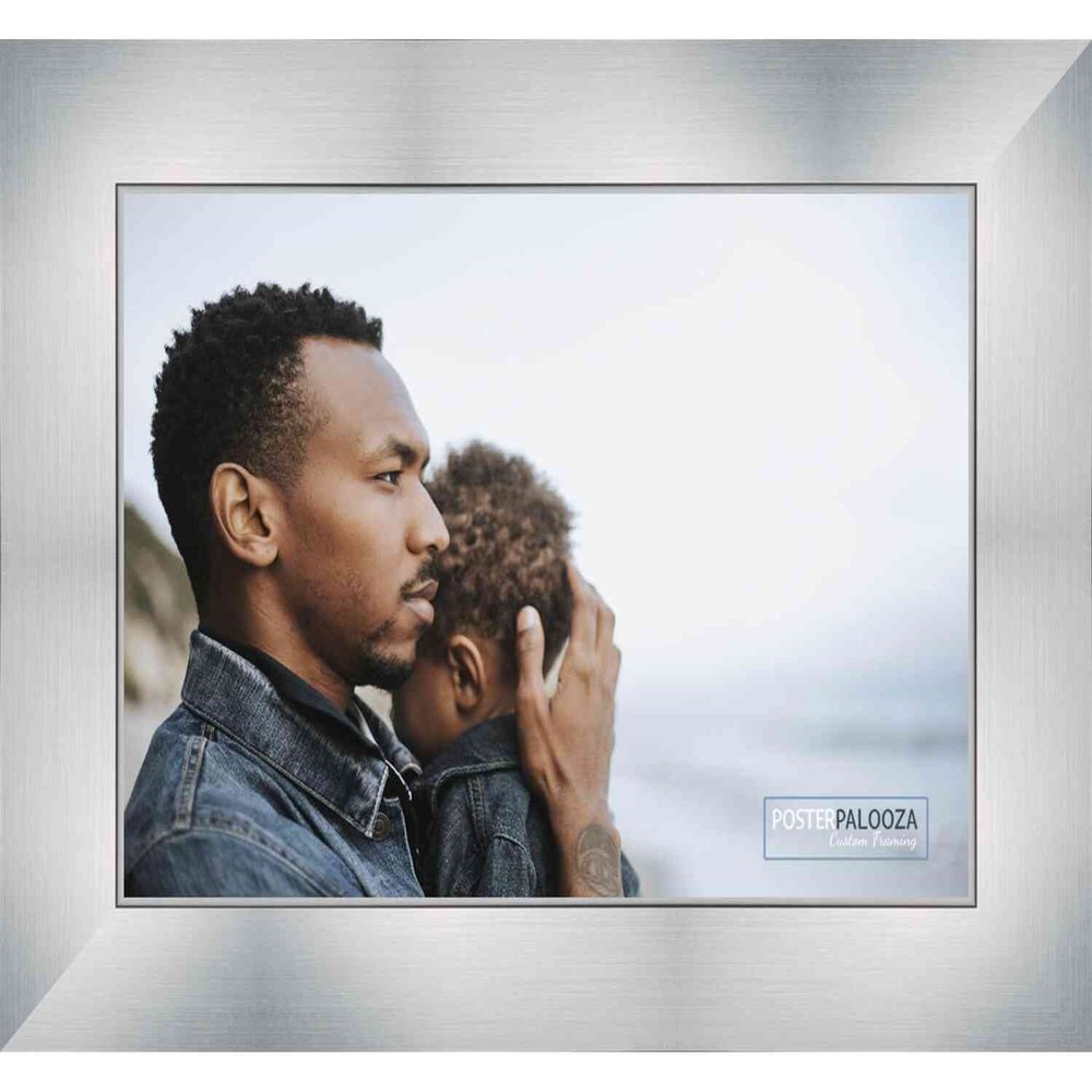 Poster Palooza 15x18 Frame Silver | 1.75 Inch Moulding Width | Solid Wood Picture Frame with UV Acrylic Plexiglass, Foam Board Backing & Hanging Hardware Included