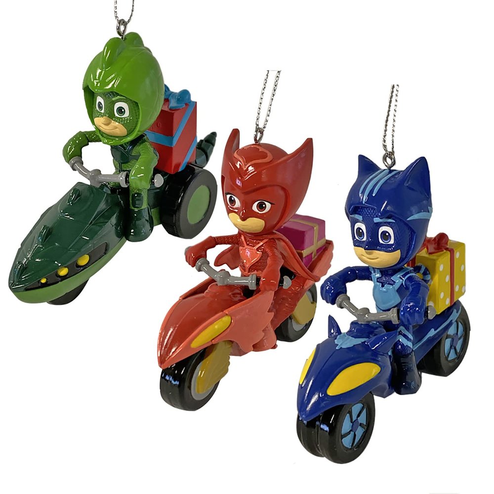 3.25-Inch PJ Masks with Vehicle Ornament, 3-Piece Set
