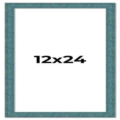 Poster Palooza 12x24 Frame Blue Teal Distressed Solid Wood Picture Frame | 1.25 Inch Moulding Width | Includes UV Acrylic Plexiglass, Foam Board Backing & Hanging Hardware Included
