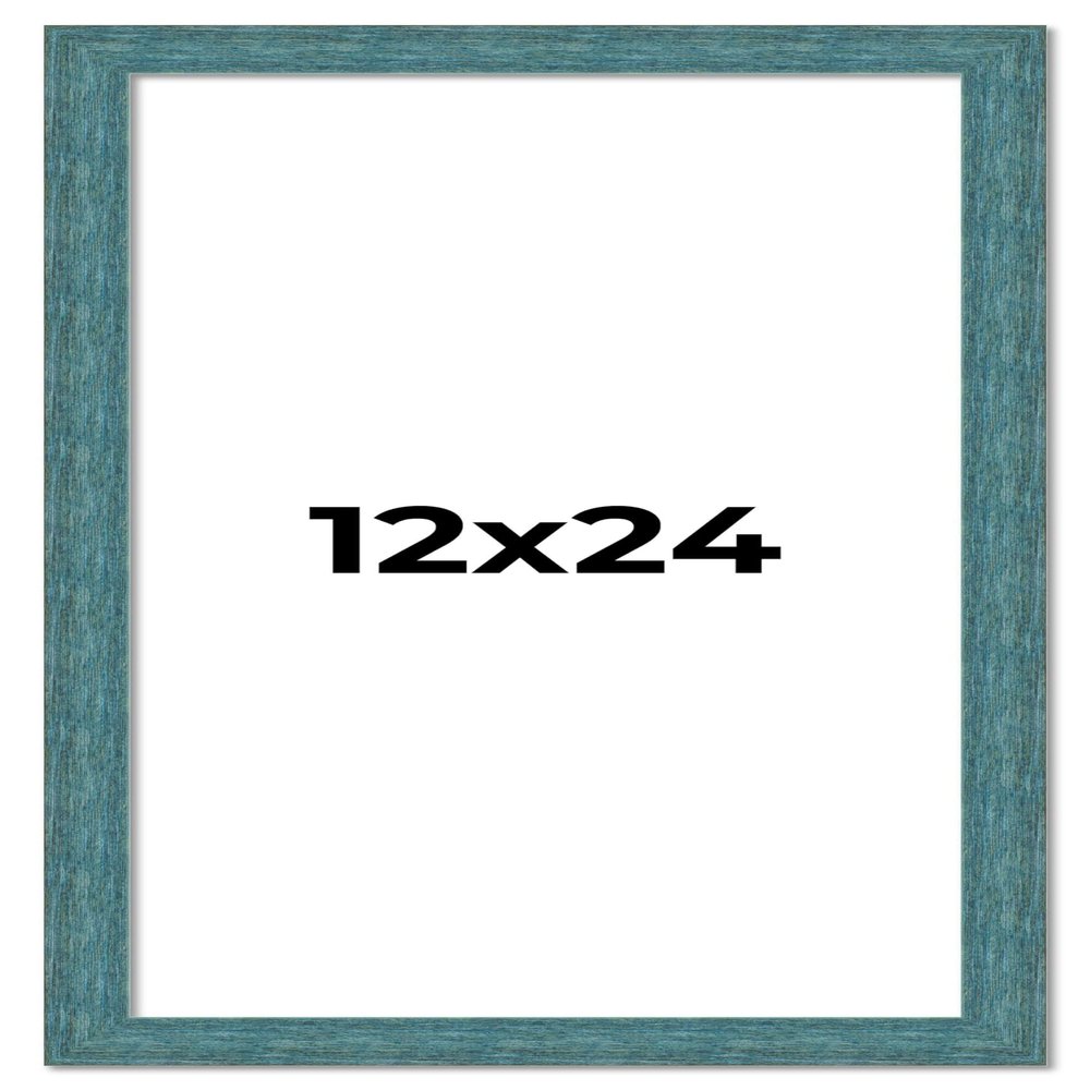 Poster Palooza 12x24 Frame Blue Teal Distressed Solid Wood Picture Frame | 1.25 Inch Moulding Width | Includes UV Acrylic Plexiglass, Foam Board Backing & Hanging Hardware Included