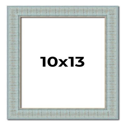 10x13 Frame Blue Ashy Green Distressed Solid Wood Picture Frame Width | 1.625 Inch Moulding Width | Sonoma Blue Frame Complete with UV Acrylic Plexiglass, Foam Board Backing & Hanging Hardware