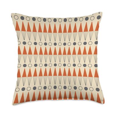 Retro Mid Century Modern MCM Vibe Aesthetic Triangle Shapes Throw Pillow