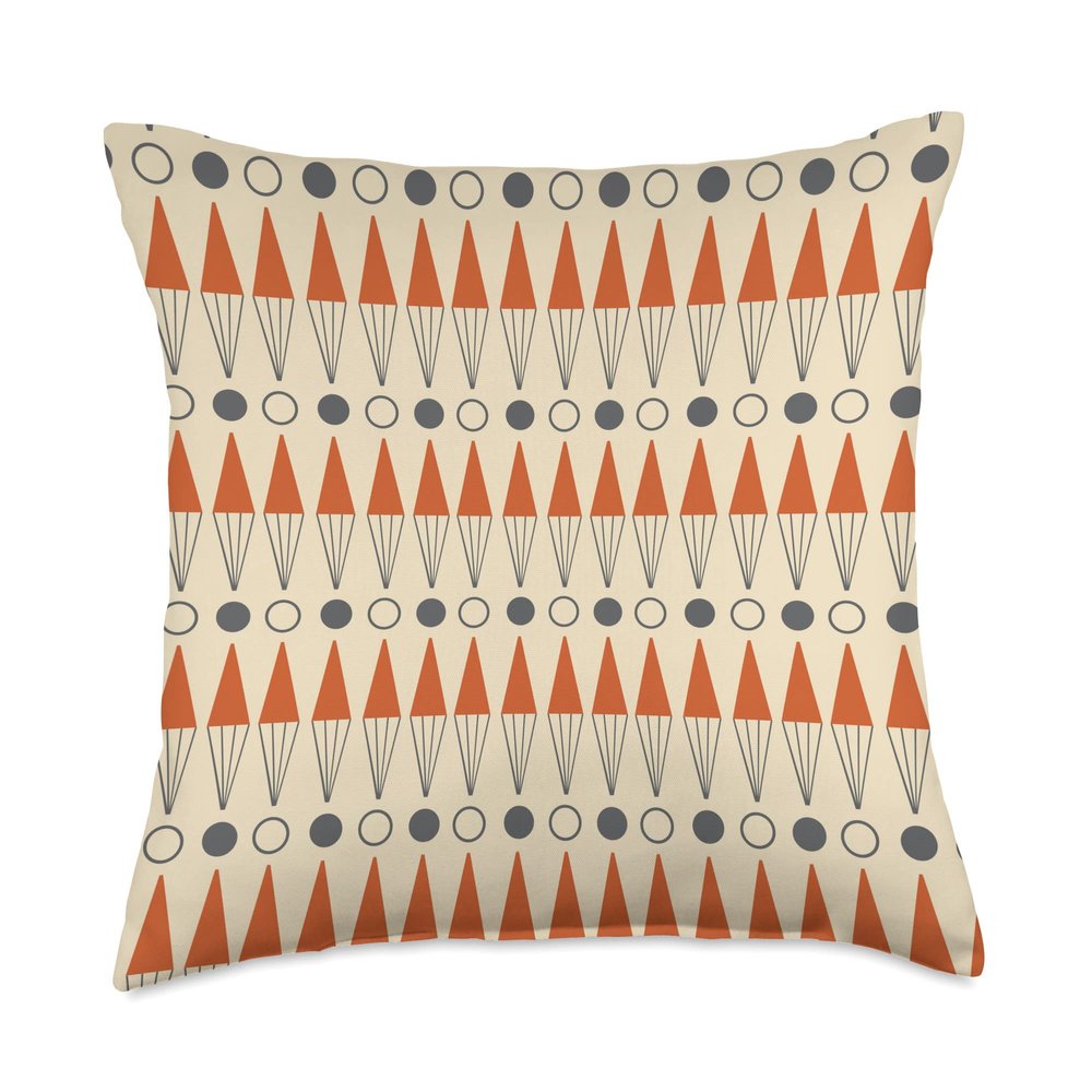 Retro Mid Century Modern MCM Vibe Aesthetic Triangle Shapes Throw Pillow