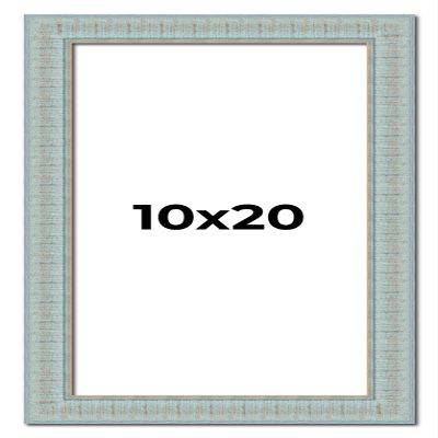 10x20 Frame Blue Ashy Green Distressed Solid Wood Picture Frame Width | 1.625 Inch Moulding Width | Sonoma Blue Frame Complete with UV Acrylic Plexiglass, Foam Board Backing & Hanging Hardware