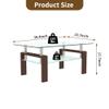 39.4'' Rectangle Glass Coffee Table, Brown Coffee Table with Tempered Glass & Metal Legs, 2-Tier Modern Center Table with Storage Shelf, Clear Glass Coffee Tables for Living Room, Apartment, Office view 3