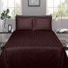 100% Pure Cotton Bedding.Fitted Sheet 14inches Deep Pocket, Fully Elasticized, Silky and Long-Lasting,400 Threads Counts 100% Cotton.Chocolate Stripe,Twin-XL Size view 1