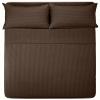 100% Pure Cotton Bedding.Fitted Sheet 14inches Deep Pocket, Fully Elasticized, Silky and Long-Lasting,400 Threads Counts 100% Cotton.Chocolate Stripe,Twin-XL Size view 3