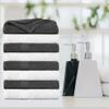 Ample Decor Bath Towels Set of 8 600 GSM 100% Cotton, Absorbent Soft Premium Quality Machine Washable, Oeko Tex Certified, for Bathroom, Hotel, Spa, Gym, Kitchen - White & Grey - 30 X 54 Inch view 2