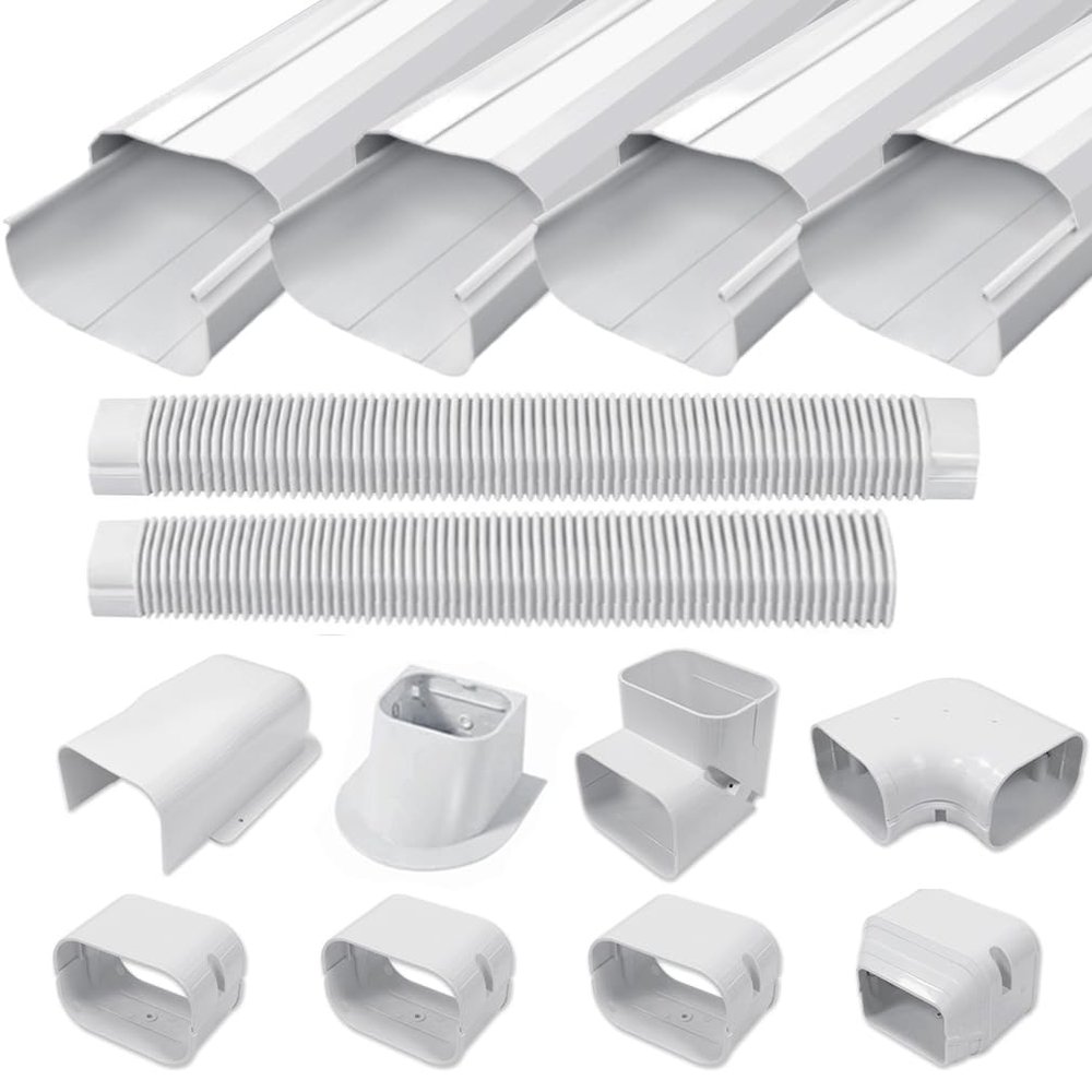 Cestluck 3'' 17 Ft PVC Decorative Pipe Line Cover Kit for Ductless Mini Split Air Conditioner-Full Set, No Other Parts Needed