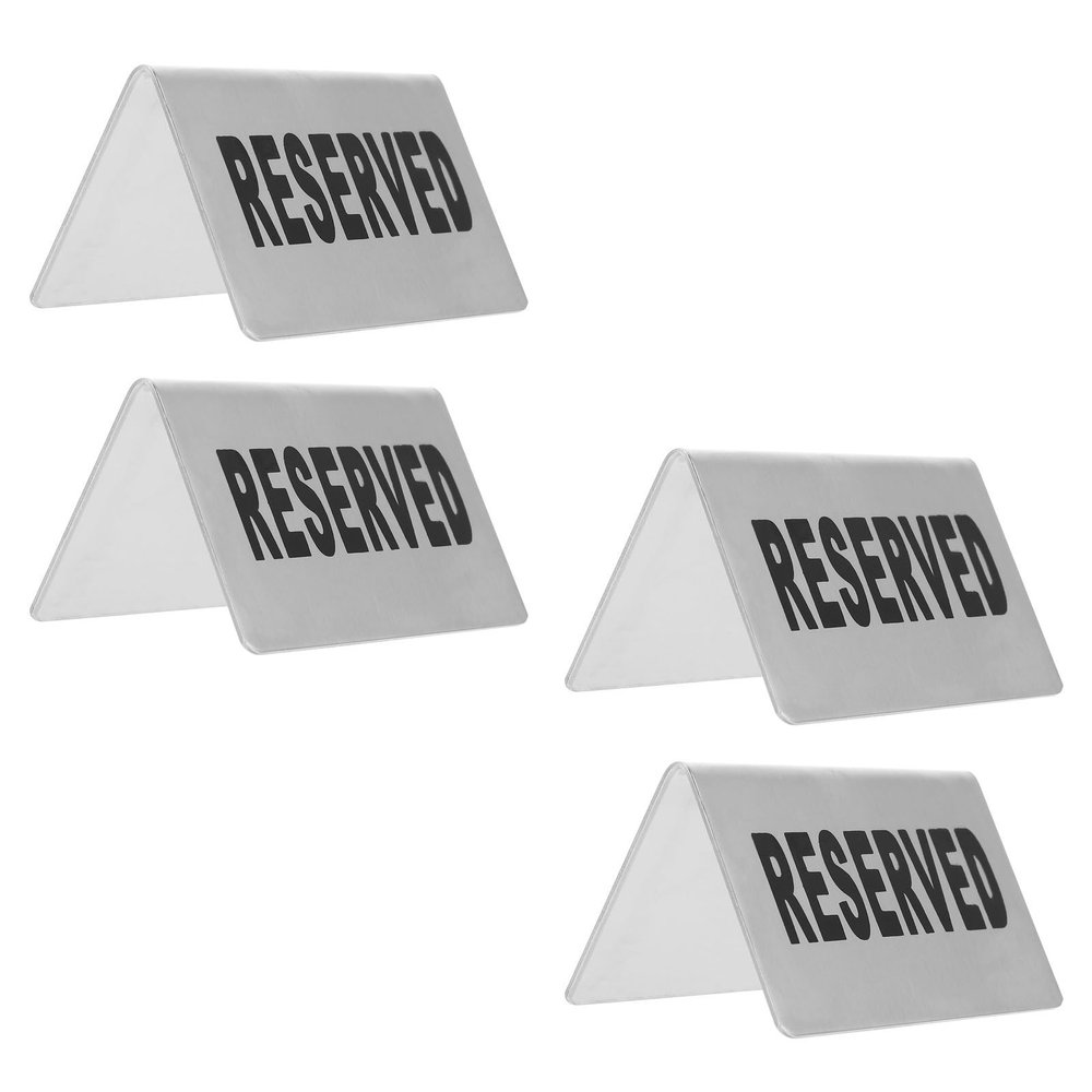 4pcs Reserved Table Cards Stainless Steel Double-sided Signs for Weddings Restaurants Parties Reusable for Events and Gatherings Silver Finish