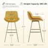 Zouron Swivel Bar Stools Set of 4 for Kitchen, 29" Bar Height Chairs with Back Tall Barstools Velvet Kitchen Island Stools with Gold-Plated Metal Legs, Golden Yellow view 2