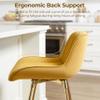 Zouron Swivel Bar Stools Set of 4 for Kitchen, 29" Bar Height Chairs with Back Tall Barstools Velvet Kitchen Island Stools with Gold-Plated Metal Legs, Golden Yellow view 4