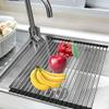 Ahyuan Roll up Dish Drying Rack Over The Sink Kitchen Roll up Sink Drying Rack Stainless Still Portable Drainer Foldable Dish Rack (Black, 17.8''X13.5'') view 2