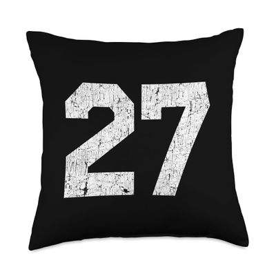 #27 Jersey Uniform Varsity Sports Number, 27th Birthday Throw Pillow