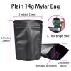 100 Pack Mylar Bag 14 Gram,5.1 Mil Thickness Smell Proof Bag,Stand-up Packaging Pouch,Resealable Foil Food Storage Baggies Safe Material,5x8.1 Inches,Matte Black view 2