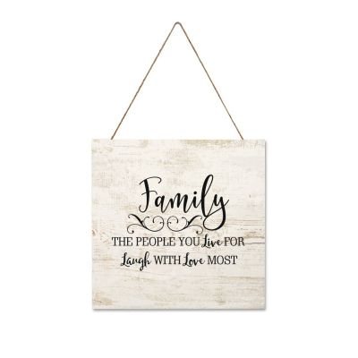 Wooden Signs, Rustic Family The People You Live for Laugh with Love Most Sign Plaque Pianted Quote Home Decor Farmhouse Garden Outdoor Wall Art 10"X10", Made in USA E279