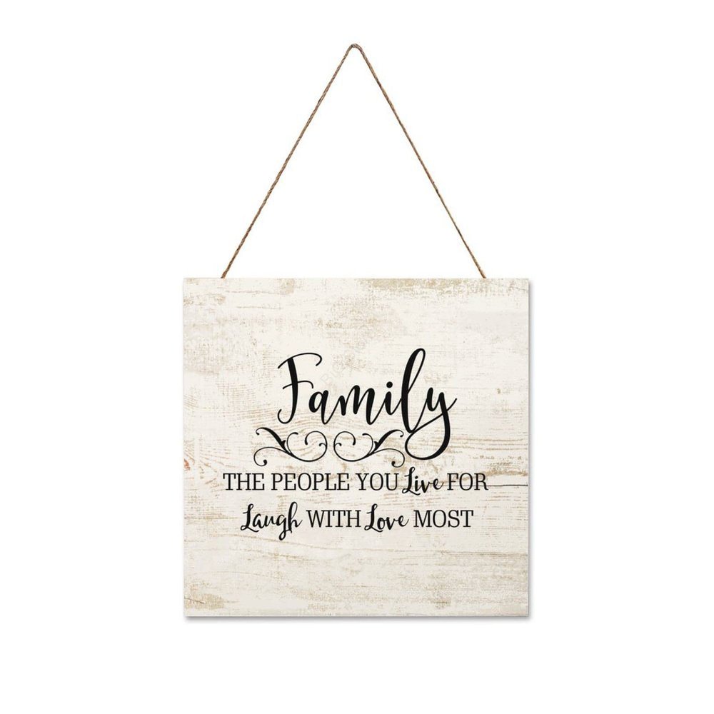 Wooden Signs, Rustic Family The People You Live for Laugh with Love Most Sign Plaque Pianted Quote Home Decor Farmhouse Garden Outdoor Wall Art 10"X10", Made in USA E279