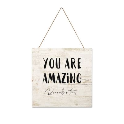 Wooden Signs, Rustic You are Amazing, Remember That Sign Plaque Pianted Quote Home Decor Farmhouse Garden Outdoor Wall Art 12"x12", Made in USA E289