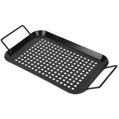 1pc Non-stick Bbq Plate Handle Grill Tray for Vegetables and Meat Easy Cleaning Bbq Accessory for Outdoor Grilling