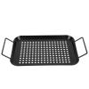 1pc Non-stick Bbq Plate Handle Grill Tray for Vegetables and Meat Easy Cleaning Bbq Accessory for Outdoor Grilling view 2