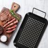 1pc Non-stick Bbq Plate Handle Grill Tray for Vegetables and Meat Easy Cleaning Bbq Accessory for Outdoor Grilling view 3