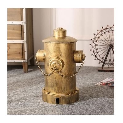 Retro Wrought Iron Trash Can, Industrial Style Heavy Trash Can, Creative Bar/Restaurant/Cafe Decorated Trash Can with Lid (Color : Gold, Size : 40x60cm)