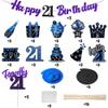 WATINC 42pcs 21st Blue Purple Birthday Banner Party Decorations, Hello 21 Glitter Hanging Garlands Swirls Sign for 21 Years Old Party Favor, Blue Black Sliver Cake Topper Centerpieces Home Table Decor view 2
