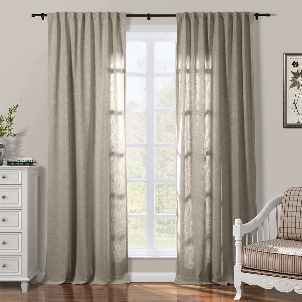 ChadMade 120 inch Length Cotton Drapery Pravicy Protecting Curtain for Living Room Bedroom 84Wx96L, 1 Panel, Oak, Sarai Collection