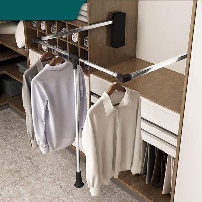 Liftable Clothes Hanger,Dormitory Clothes Bar,Closet Hardware,Pull Down Clothes Rail Closet Pole,Clothing Finishing Rack,Adjustable Width Industrial Wall Frame,Hanger Rail for Cabinet Soft Return