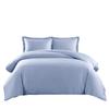4PC Full/Queen Comforter Set Includes Cotton Blend 650 Thread Count Solid Blue Duvet Cover Set with White Down Alternative Duvet Insert view 1