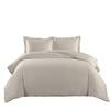 4PC Full/Queen Comforter Set Includes Cotton Blend 650 Thread Count Solid Beige Duvet Cover Set with White Down Alternative Duvet Insert view 1