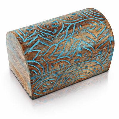 Great Birthday Gift Ideas Handmade Decorative Wooden Jewelry Box Treasure Box Jewelry Organizer Keepsake Box Treasure Chest Trinket Holder Lock Box Watch Box 9 x 6 Inch Great Gift Ideas (Blue)