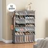 Aeitc 32 Pairs Shoe Rack Organizer Shoe Organizer Expandable Shoe Storage Cabinet Narrow Standing Stackable Space Saver Shoe Rack for Entryway, Hallway and Closetblack view 3