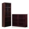 Home Square 2 Piece Set with 72" Tall 5-Shelf Solid Wood Bookcase & Double Wide 36" 6 Shelf Bookcase, in Cherry view 1