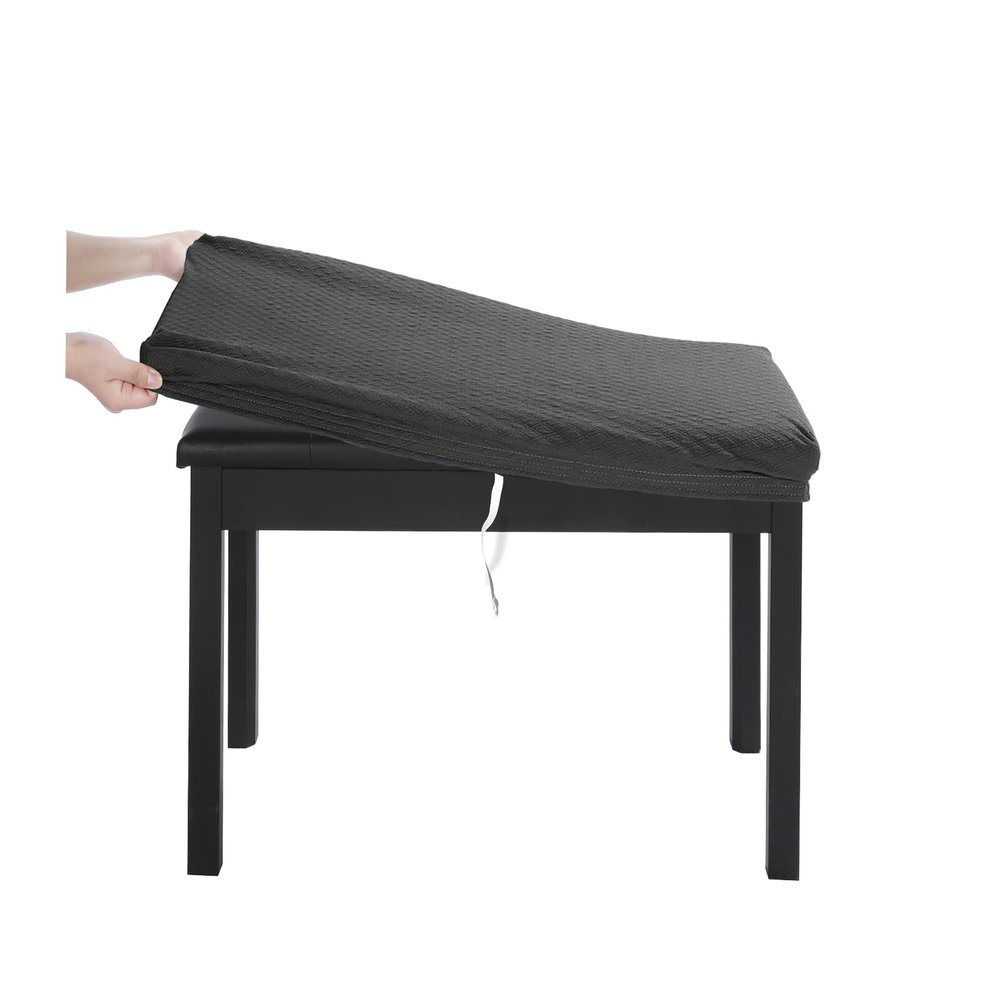 BUYUE Luxury Piano Bench Cover, (20"- 27") L x (11.8"- 15.7") W Stretch Jacquard Washable Rectangle Dressing Stool Slipcover (S, Grey)