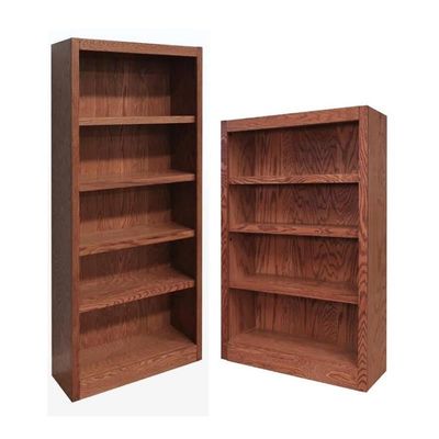 Home Square 2 Piece Set with 72" Tall Solid Wood Bookcase & 48" Tall 4-Shelf Bookcase, in Dry Oak